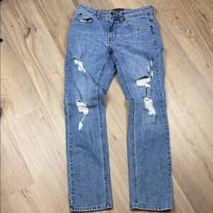 Empyre Men’s Skeletor Skater Distressed Light Blue Ripped Slim Fit Jeans. Sz 30